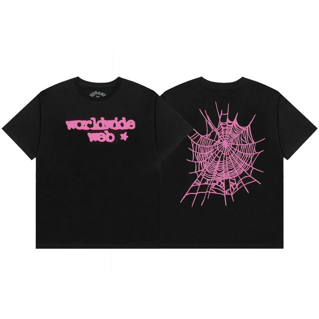 New Trendy Spider Web Print Short Sleeve Men's T-Shirt - Celebrity Style