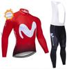 Fleece Cycling Jersey Set Long Sleeve Mens Breathable Quick-Dry Bike Riding Apparel Fall