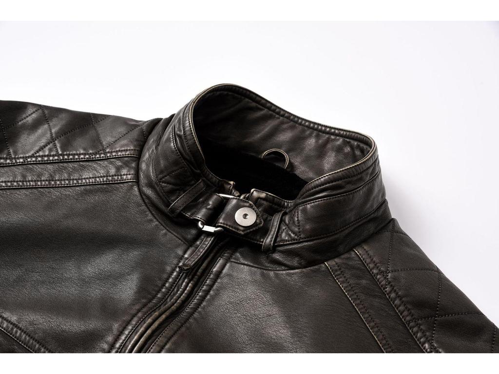 Men's Retro PU Leather Motorcycle Jacket with Pockets