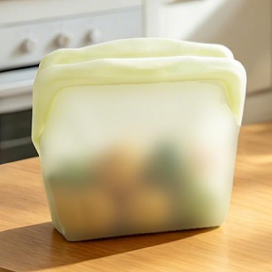 4PCS Fresh-Keeping Silicone Storage Bag Leak-Proof Reusable Containers Odor-Proof Thick Tear-Resistant Stand-Up Food Bags for Soup Sauce Leftovers