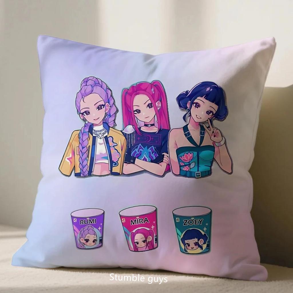 Kpop Demon Hunters Cushion Cover Sofa Anime 45X45cm Pillowcase Add Anime 45X45cm Kpop Flair To Your Home