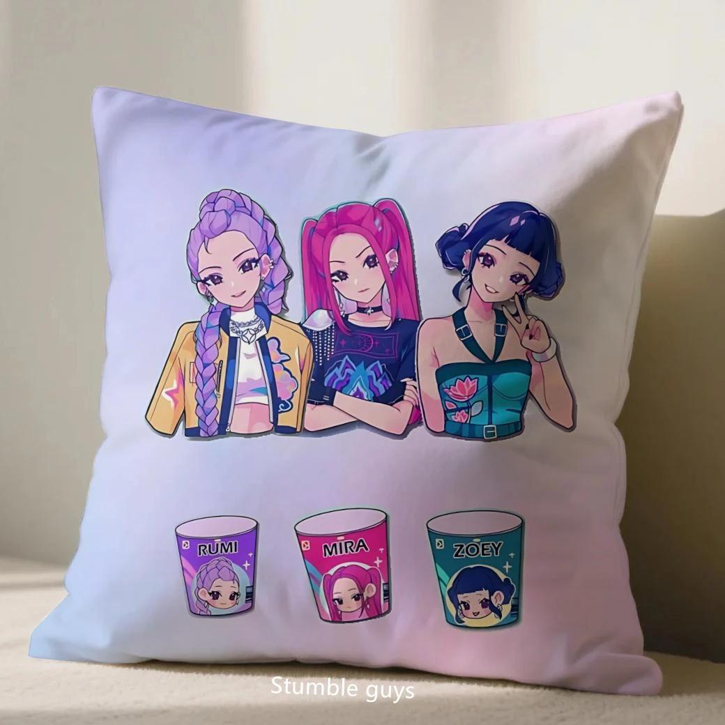 

Kpop Anime 45X45cm Demon Hunters Sofa Pillowcase Cushion Cover Ideal Gift For Kpop Demon Hunters Fans 18x18Inch