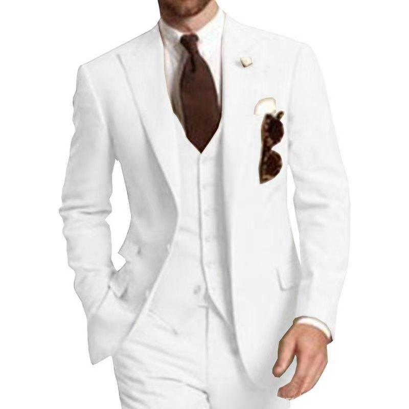 3dílné pánské obleky Slim Fit oblek Formální Business Ženich Oblečení Svatba Tuxeda Blejzr Bunda Vesta Kalhoty Set Kostým Homme Vzít se