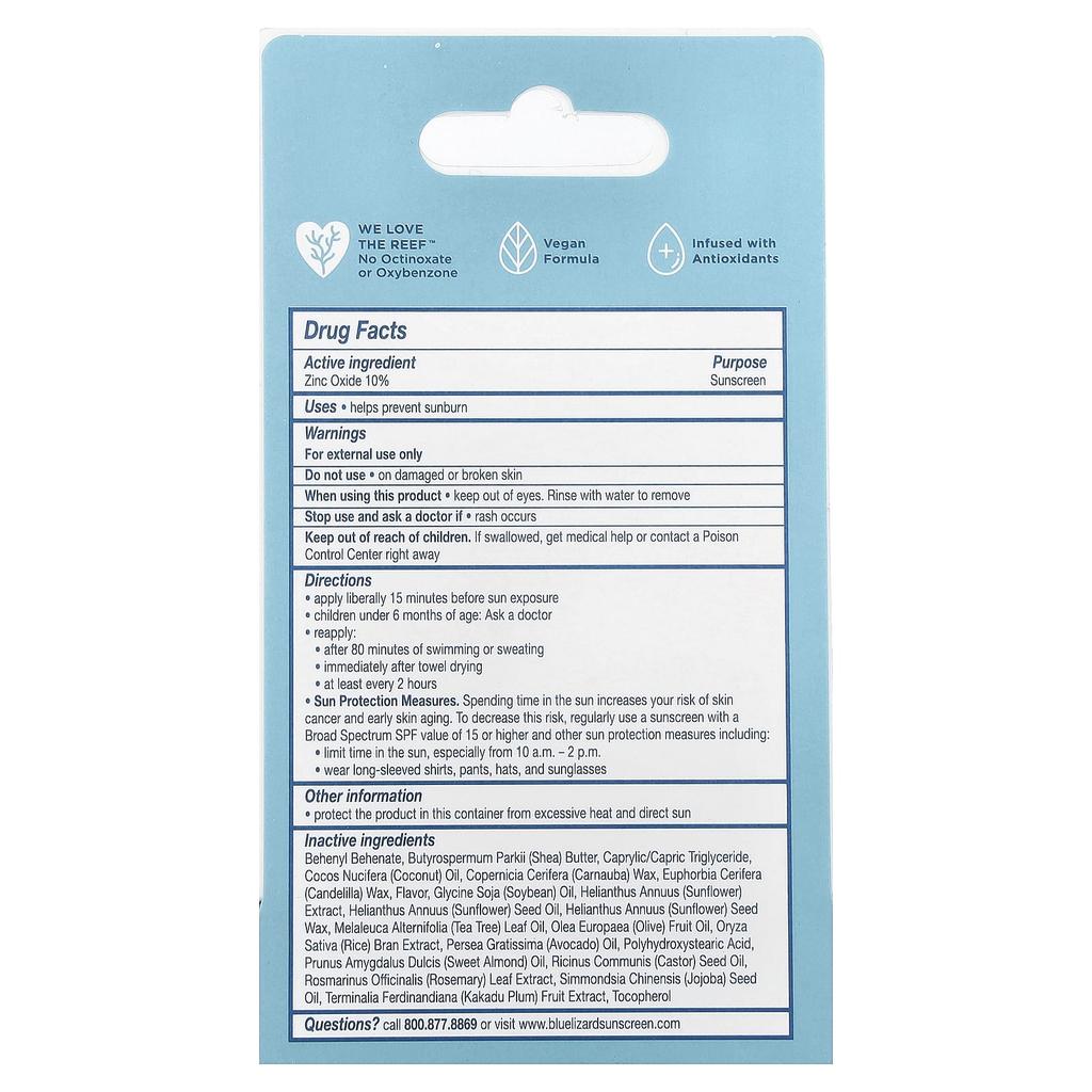 Blue Lizard Australian Sunscreen, Mineral Sun Protection Lip Balm, SPF 15, Natural Coconut, 3.8 g (0.13 oz)