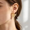 Elegant European & American Butterfly Stud Earrings: Stainless Steel, Full Diamond, Niche Style, Titanium Steel, High-End Fashion for Women