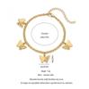 QIAOREN 11424 18K Gold Plated Stainless Steel Double Butterfly Anklet Waterproof Tarnish Free Adjustable Beach Jewelry Women