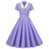 Vintage Plaid Dress With Piping And Pockets For Elegant Office Parties