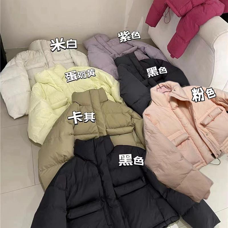 Koreanische Version Stehkragen Daunenjacke Damen kurz 2025 Winter neu verdickt warm weiße Entendaunen große Tasche Brotjacke