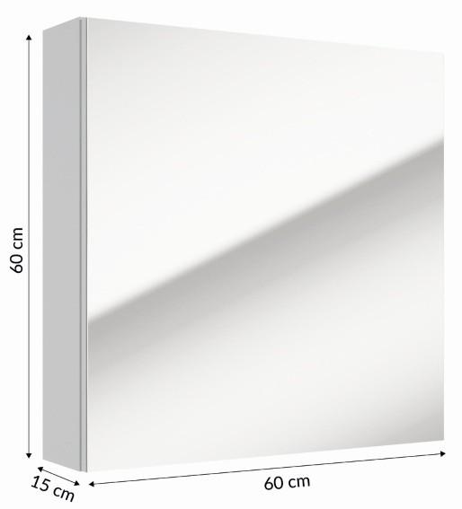 Salsa hanging bathroom cabinet with mirror, white, 60x60x135 cm