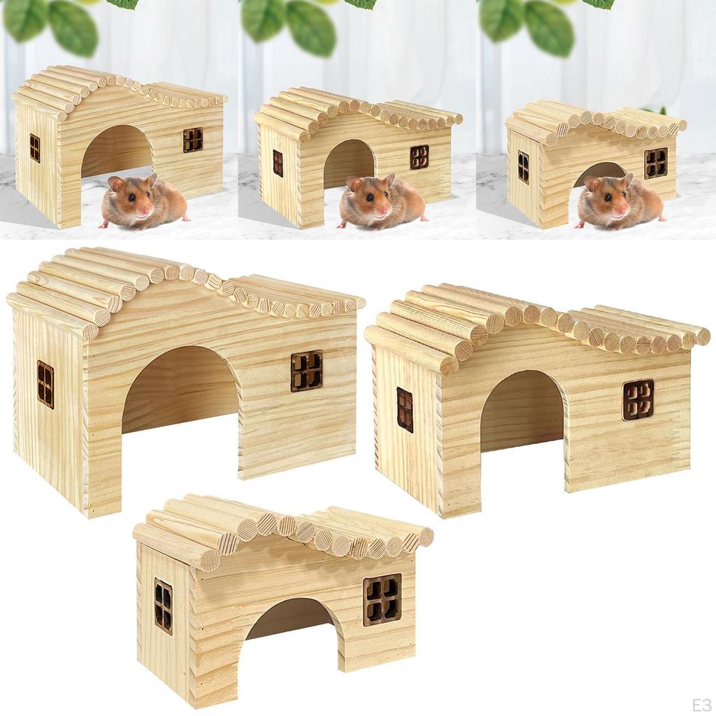 Przytulne Drewniane Schronienie dla Chomika z Okienkiem dla Małych Zwierząt