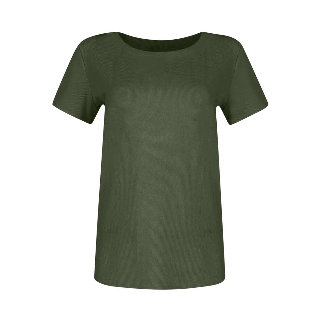 Ladies Slim Bottom T-shirt Fashion Casual Colour Round Neck Pullover Short Sleeve Top