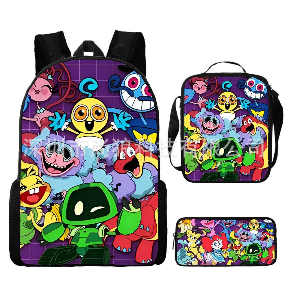 Rainbow Friends Rainbow Friends Student School Bag Digital Printed Oxford Cloth Backpack Satchel Pencil Case