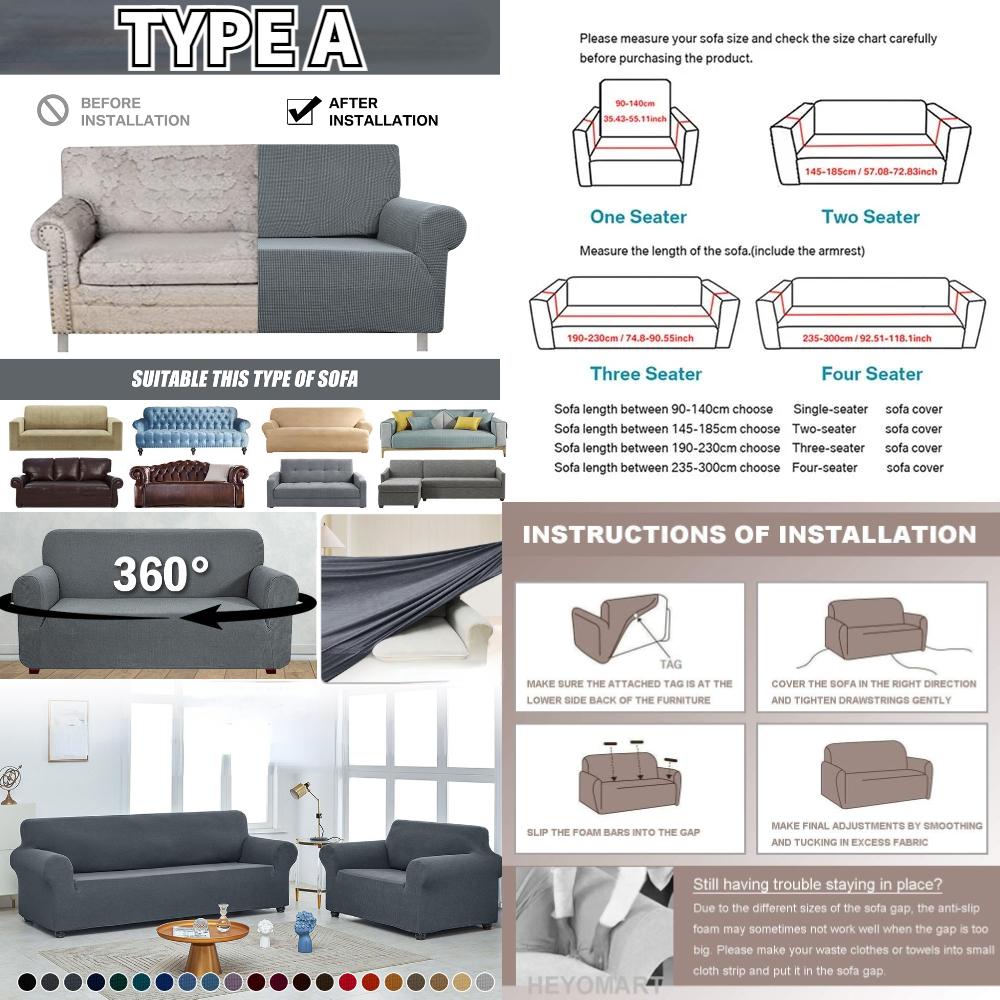 Stretch Jacquard Sofa Slipcovers Elastic Spandex Sofa Cover Couch Covers for Living Room Seat Cushion Couch Furniture Protector
