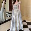 Large Size Fat Mm Summer Women's Clothing New High-end Polka Dot Dress Pleated Waist and Thin Temperament Dress