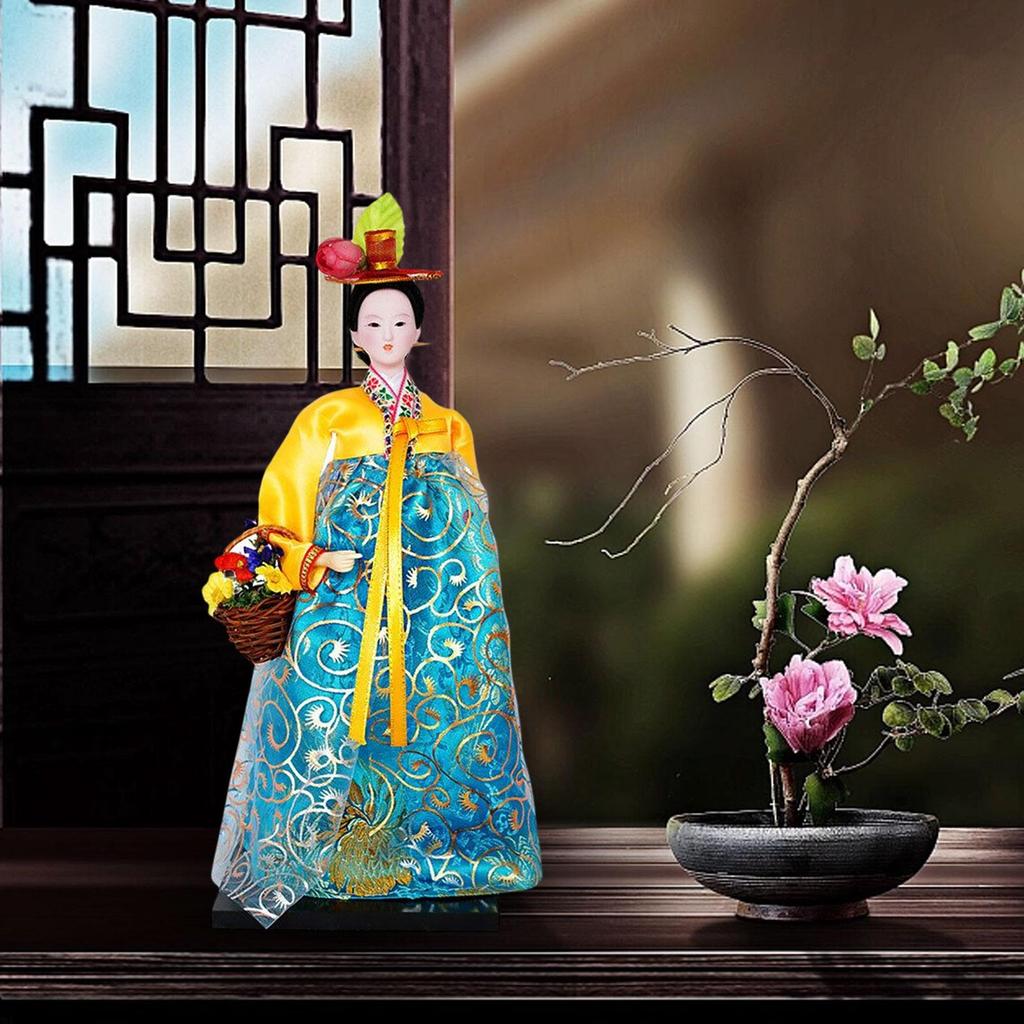 Korean Geisha Figurine Korean Hanbok Geisha Doll Miniature 12 Inch Oriental Doll for Tabletop Home Office Decoration Kids Gift