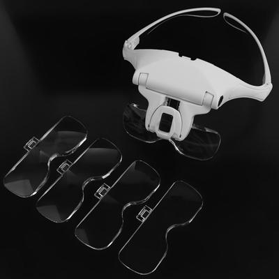 نظارات مكبرة قابلة للتعديل مع مصباح LED على عصابة رأس، مصباح أمامي احترافي لوشم الحواجب ولتطعيم الرموش