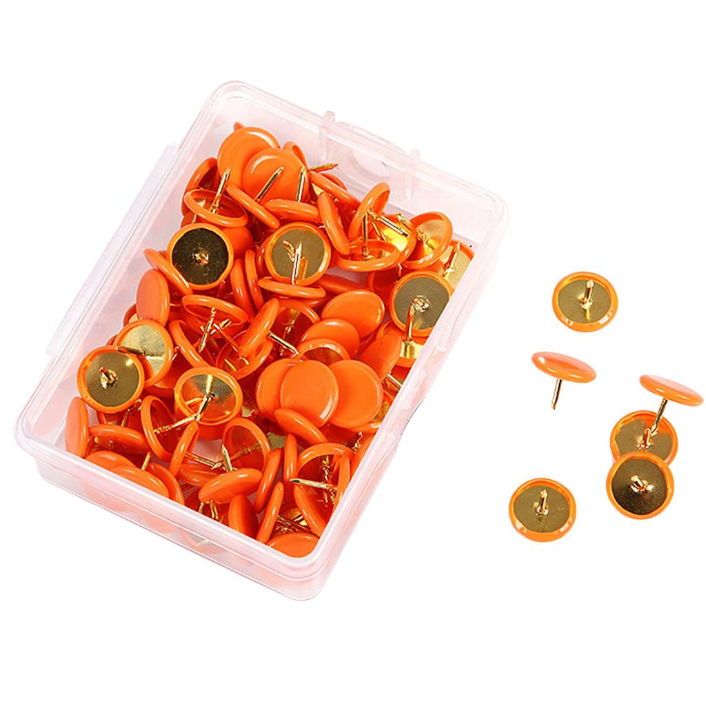 100pcs Colored Flat Thumb Tacks Roundness Plastic and Metal Flat Thumb Tacks for Office School & Personal Use