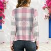 Women Plus Size V Neck Long Sleeve Abstract Printed Top Eyelet Chain Lace Up Detail