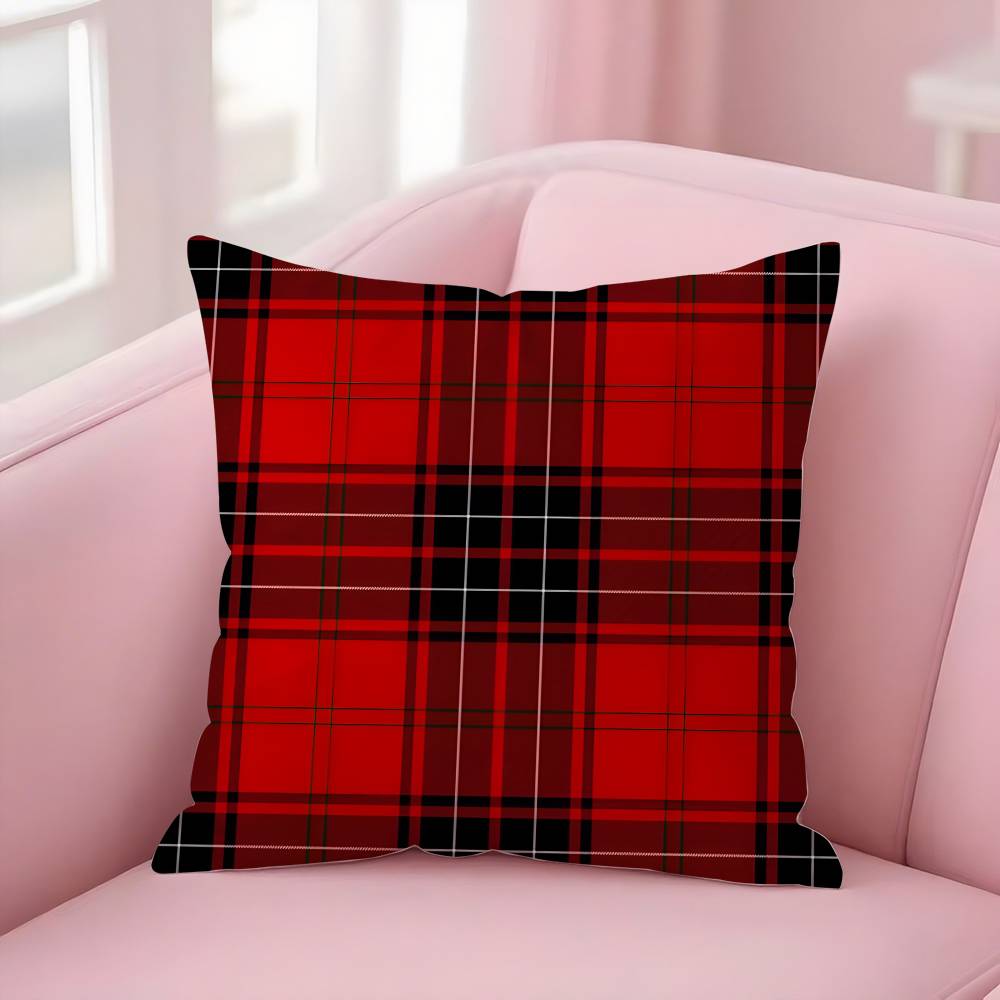 Christmas Plaid Pillow Case Sofa Short Plush Double-sided HD Printing Room Home Office Gift Cushion Cover