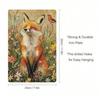 Metal Poster Wall Art, Fox with Flowers Vintage, Home Decor