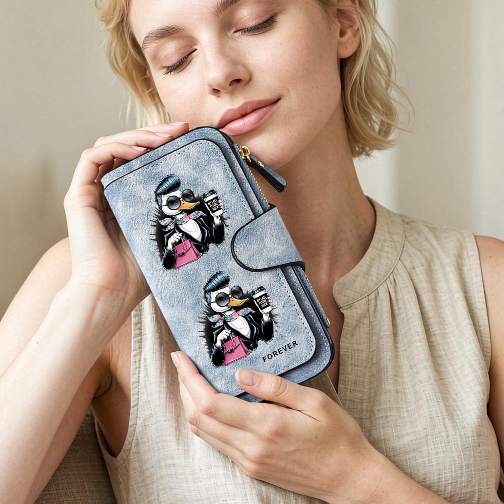 Stylish Duck Print Purse Forever Fashion Ladies Long Wallet Cute Pattern Portable Card Holder