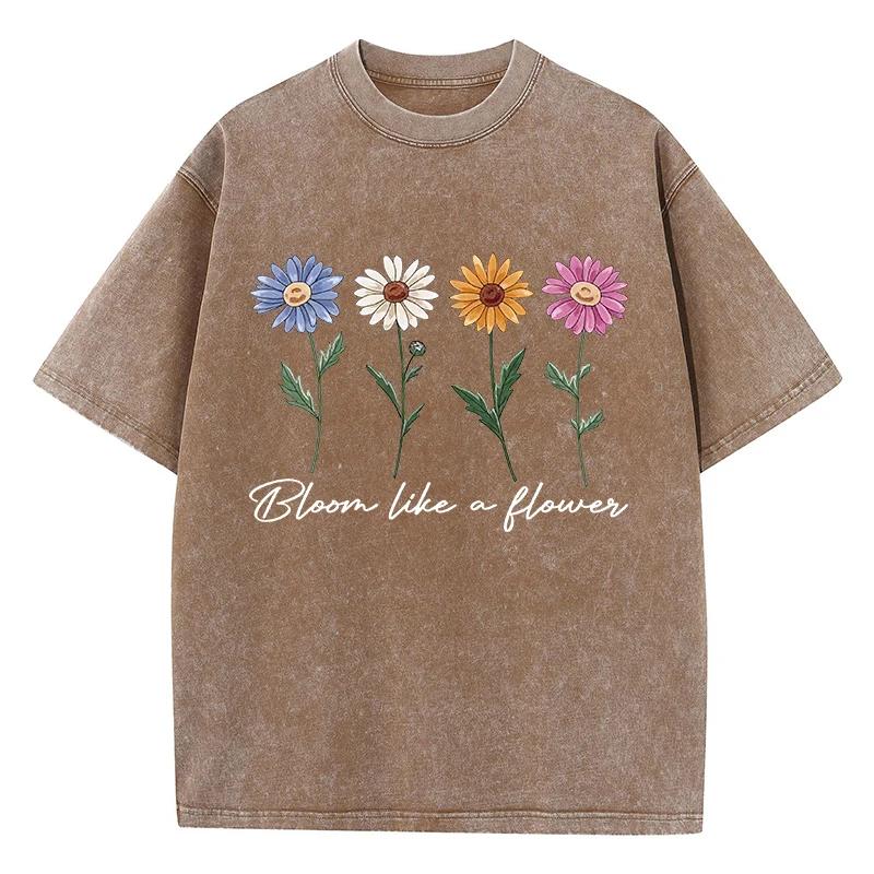 Printed Washed T-shirt Men's Cotton T-shirt Comfortable Round Neck T-shirt Men's Summer Outfit