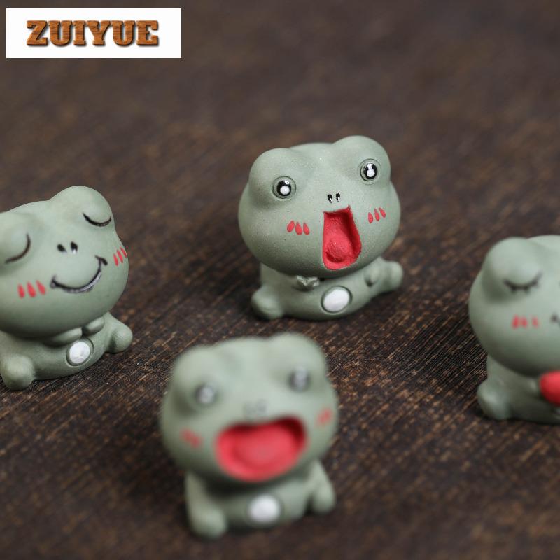 Yixing Zisha Wealth-attracting Cute Frog Cat Tea Pet Aesthetic Tea Games Tea Figurine Play Toys Tea Statue Ornaments Teaware