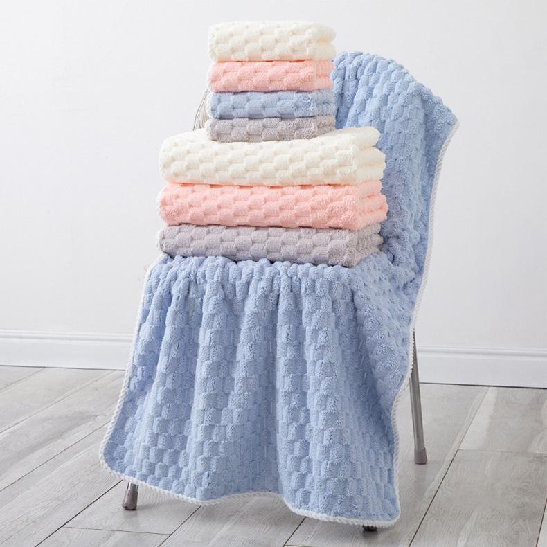 Plaid Bath Towel Soft & Absorbent Coral Fleece Large Towels for Home, Hotel, SPA, Swimming, Bath Towels, Quick-Dry, Luxury Bathroom Accessories