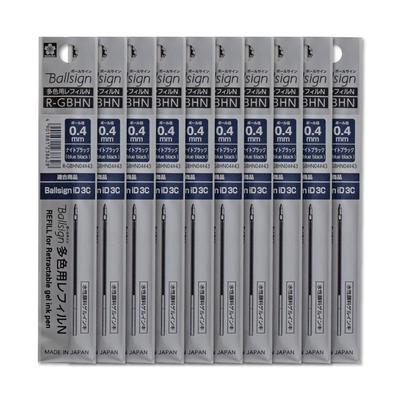 Sakura Ballpoint Pen for Ballsign Night Set Cray-Pas Refills, Multicolor, iD3C, 0.4mm, Black, 10-Piece (R-GBHN04#43(10))