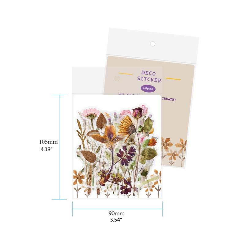 Artificial Flower Stickers Assorted Styles Floral Decorative Scrapbook Stickers Flowers Plant Series Decals for Laptop