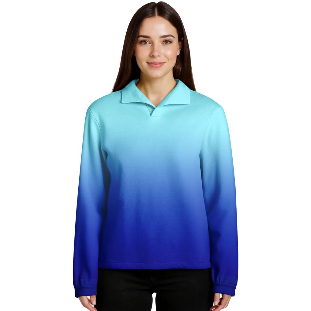 Women's Gradient Printed Pullover Long Sleeve Sports Flannel Top