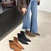 Korean niche fashionable suede thin heel short boots women's 2025 autumn and winter new commuting versatile zipper thin boots