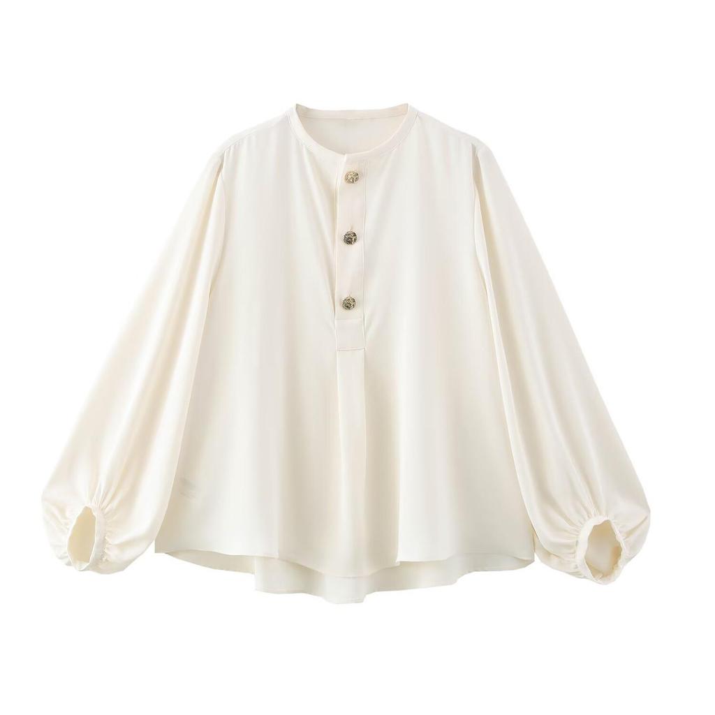 TAOP&ZA Spring Women's Casual Puff Sleeve Button-Up Shirt