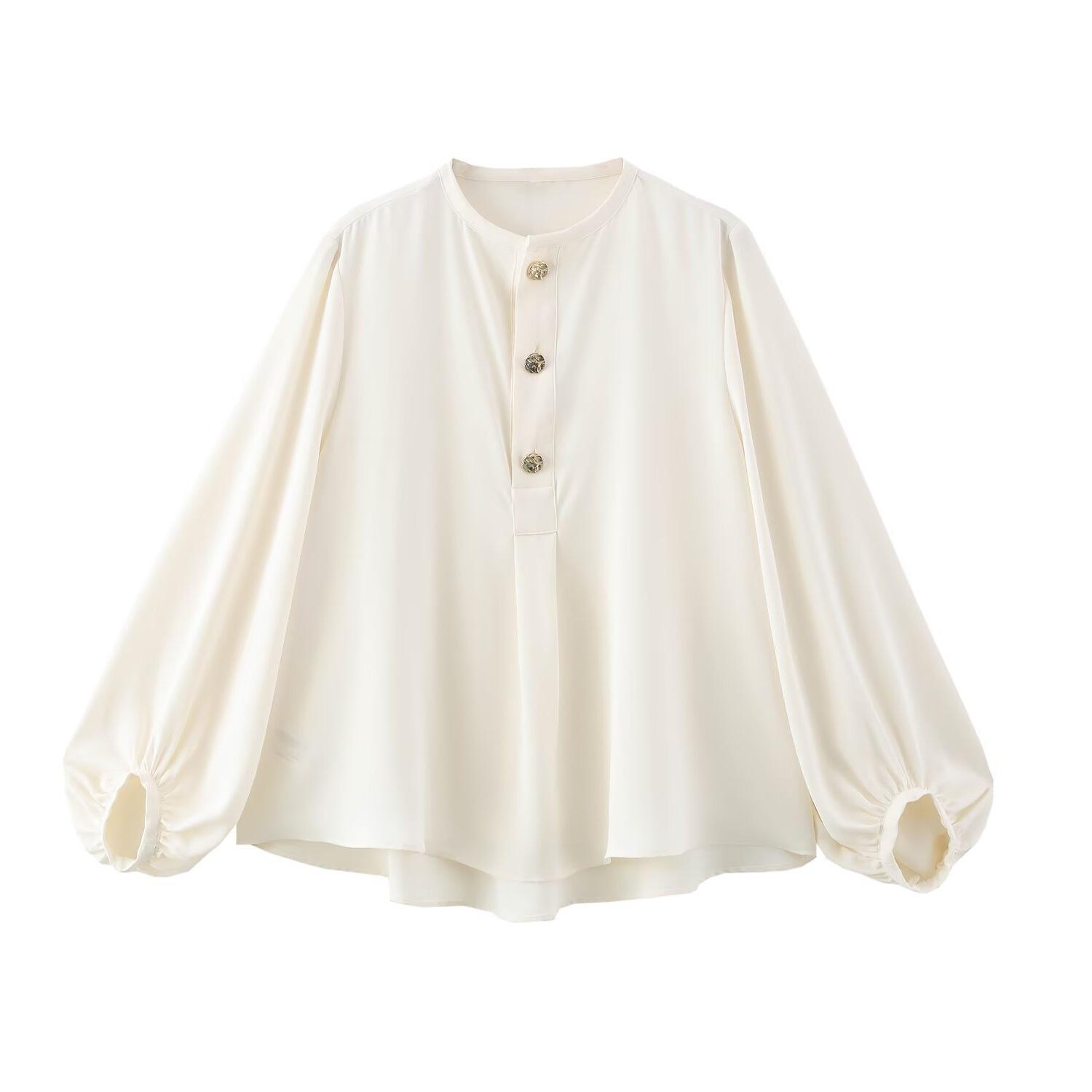 

TAOP&ZA Spring Women s Casual Puff Sleeve Button-Up Shirt Extra Small слонова кістка