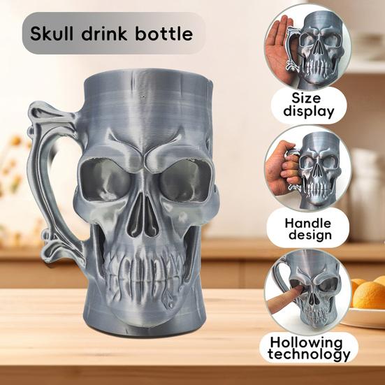 Skull Can Holder 3D Printed Gothic Drink Can Holder Beer Mug Style Drink Can Holder for Most Beverage Cans Halloween Party