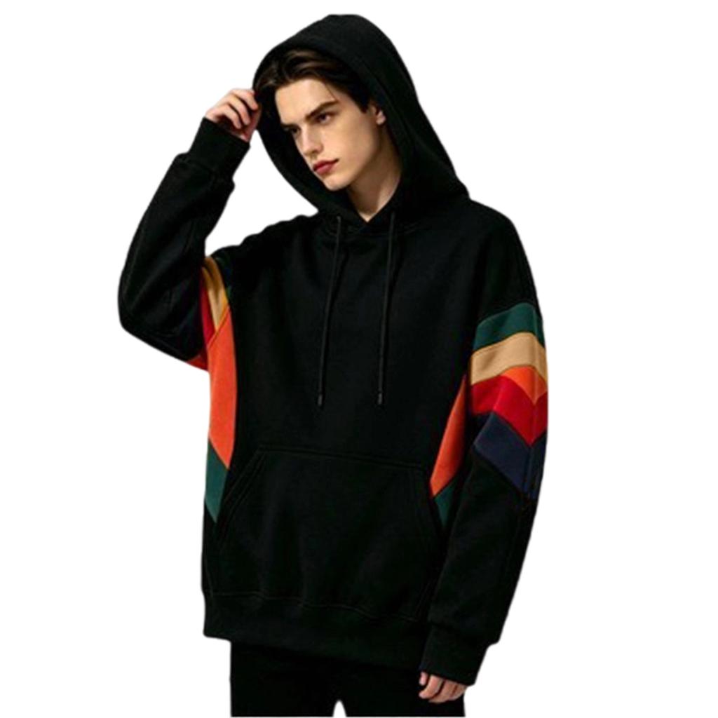 Herren Color-Block Hoodie mit tief angesetzter Schulter Lässiger Pullover Sweatshirt für den Alltag