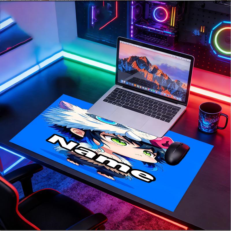 Custom Name Personalized Demon Slayer Pattern Mousepad, Laptop PC Desk Mat, Decorative Desk Mat for Home Keyboard Pad Gift