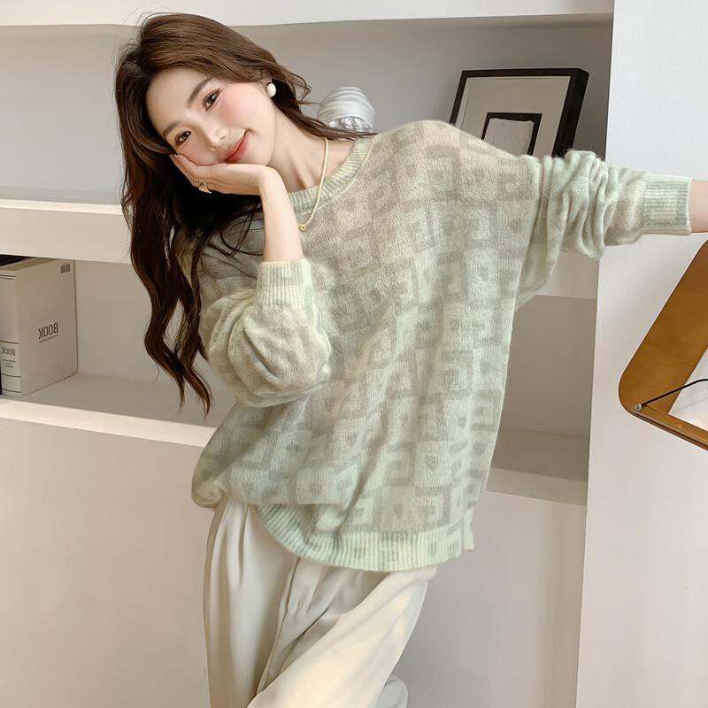 

Mokana Women s Slouchy Round Neck Long Sleeve Knit Sweater One Size