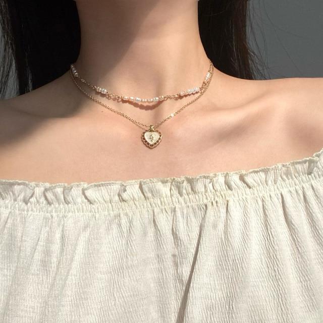 Modish Fashionable Butterfly Crystal Stone Pearl Pendant Necklaces Bold Statement Clavicle Pearl Chain Layered Necklaces Trend Butterfly Collar