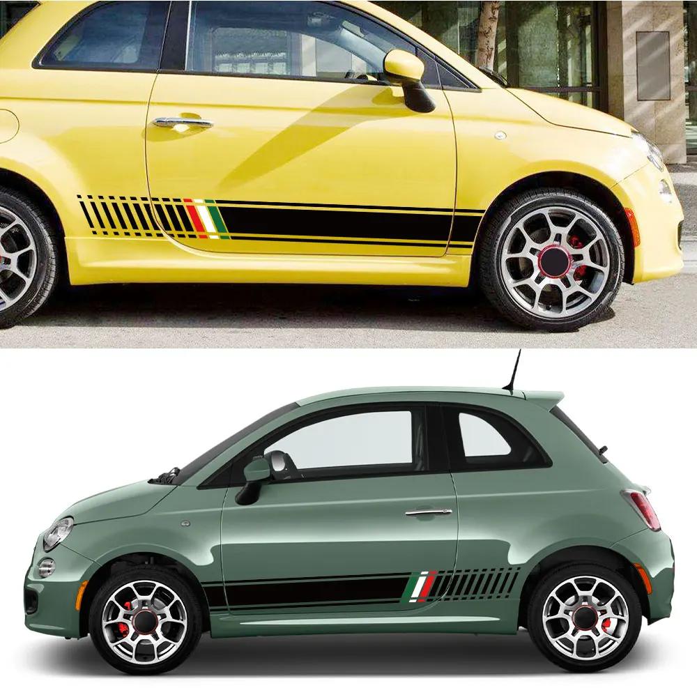 Dla Fiat 500 Abarth 595 2 sztuki Samochód Obie Strony Drzwi Naklejki Dekoracja Karoserii Samochodu Pokrycie Grafika Paski Folia Winylowa Naklejki Akcesoria