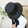Japanese Simple Lace-Up Straw Woven Flat Top Top Top Hat Fisherman Basin Hat Men'S And Women'S Retro Sunshade Sun Protection Beach Straw Hat