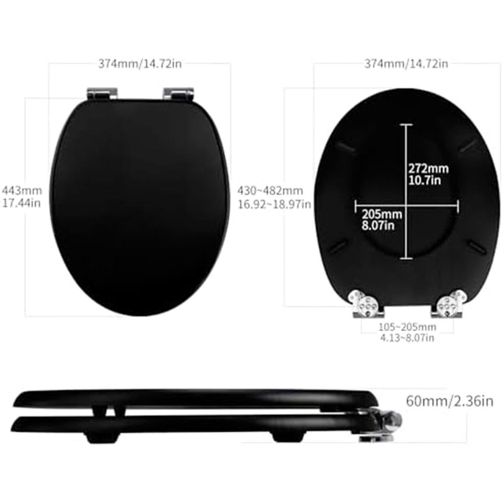 Toilet Seat With Zinc Alloy Hinge, Silent Close Quick Release Wood  UV Cover 18cm Univer-sal Buffer Toilet Seat Cover