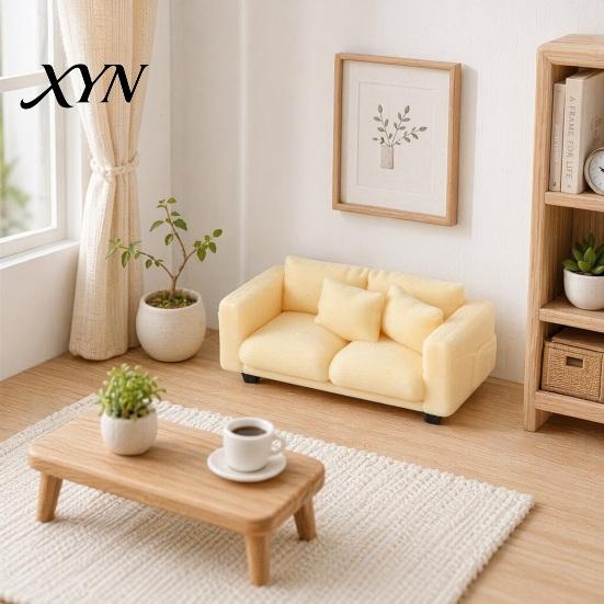 Mini Realistic Couch Miniature Couch, Tiny 2-Seater Furniture Loveseat Doll Mansion Accessories for 1/12 Scale Living Room 3D Model
