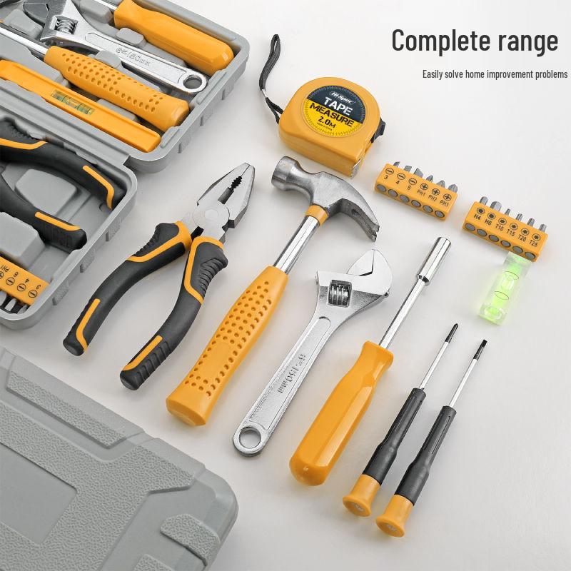 Home Repair Tool Set: Essentials - Pliers, Hammer, Wrench & Toolbox