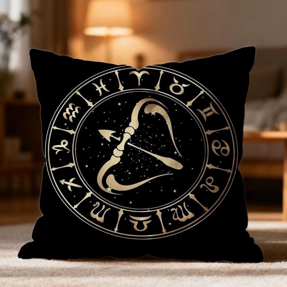 TTwelve Constellations Cushion Cover Soft Washable Pillow Case Multi-Scene for Couch Bed Travel Office Use