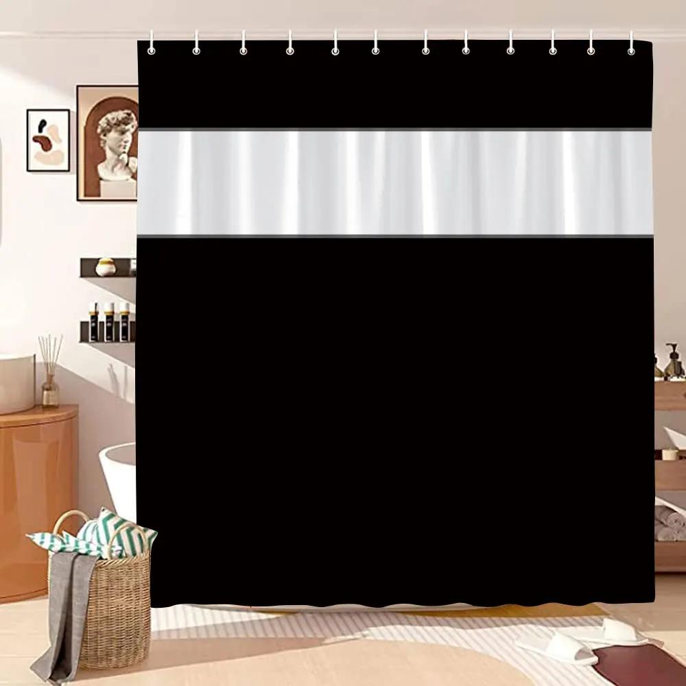 Vintage Geometric Lines Shower Curtain Modern Abstract Bohemian Minimalist Tones Polyester Fabric Shower Curtains Bathroom Decor