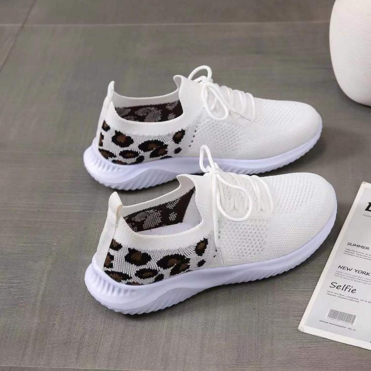 Casual single shoes autumn new round head flat bottom large size lace-up mesh sports single shoes women
