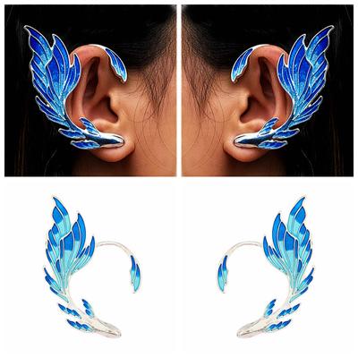 Fashion Versatile Niche Drip Oil Alloy Temperament Earrings Creative Gradual Change Blue Fishtail Stud Earrings