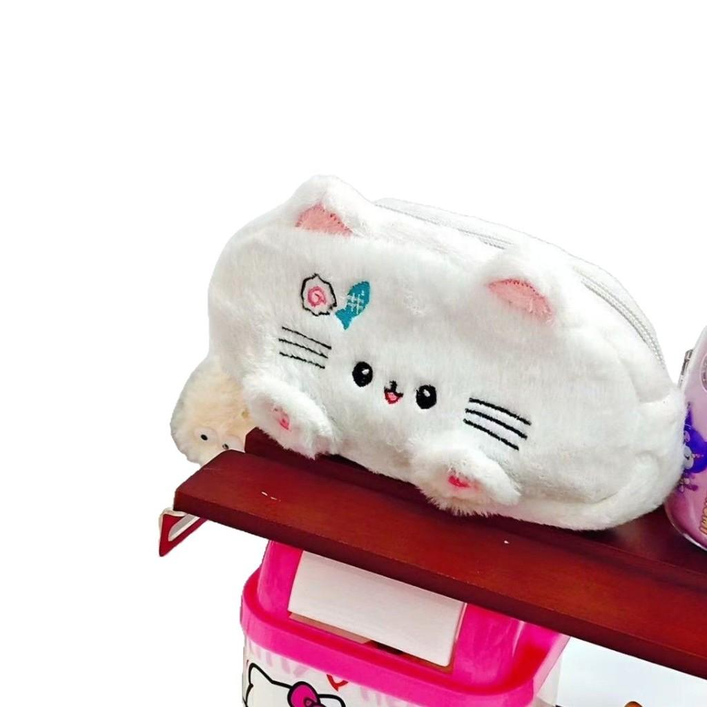 Katzen-Plüsch-Federmäppchen für Mädchen mit großem Fassungsvermögen und schönem Design für Schule und Reisen