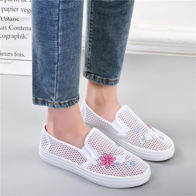 Women's Tennis Shoes Anti Slip Casual Sports White Shoes Shallow Mouth Shoes Flat Shoes Breathable
